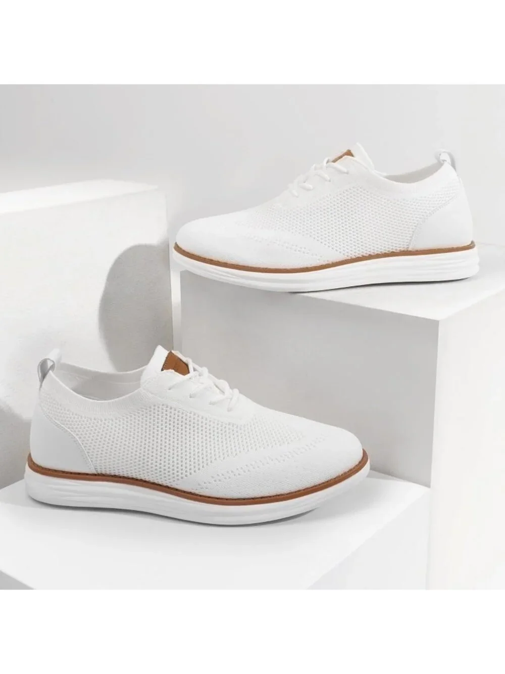 Bruno Marc Men's White Rubber Lace up Lightweight Casual Walking Sneakers